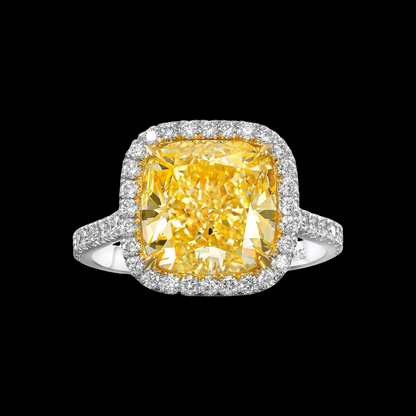 Yellow Diamantring 3,90 ct mit 0,48 ct Diamanten – Halo Ring
