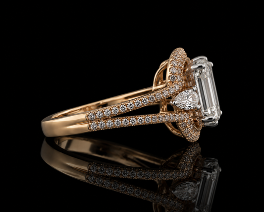 Diamant Illusionsring 2,36 ct mit Pear Diamonds – 18 kt Gold