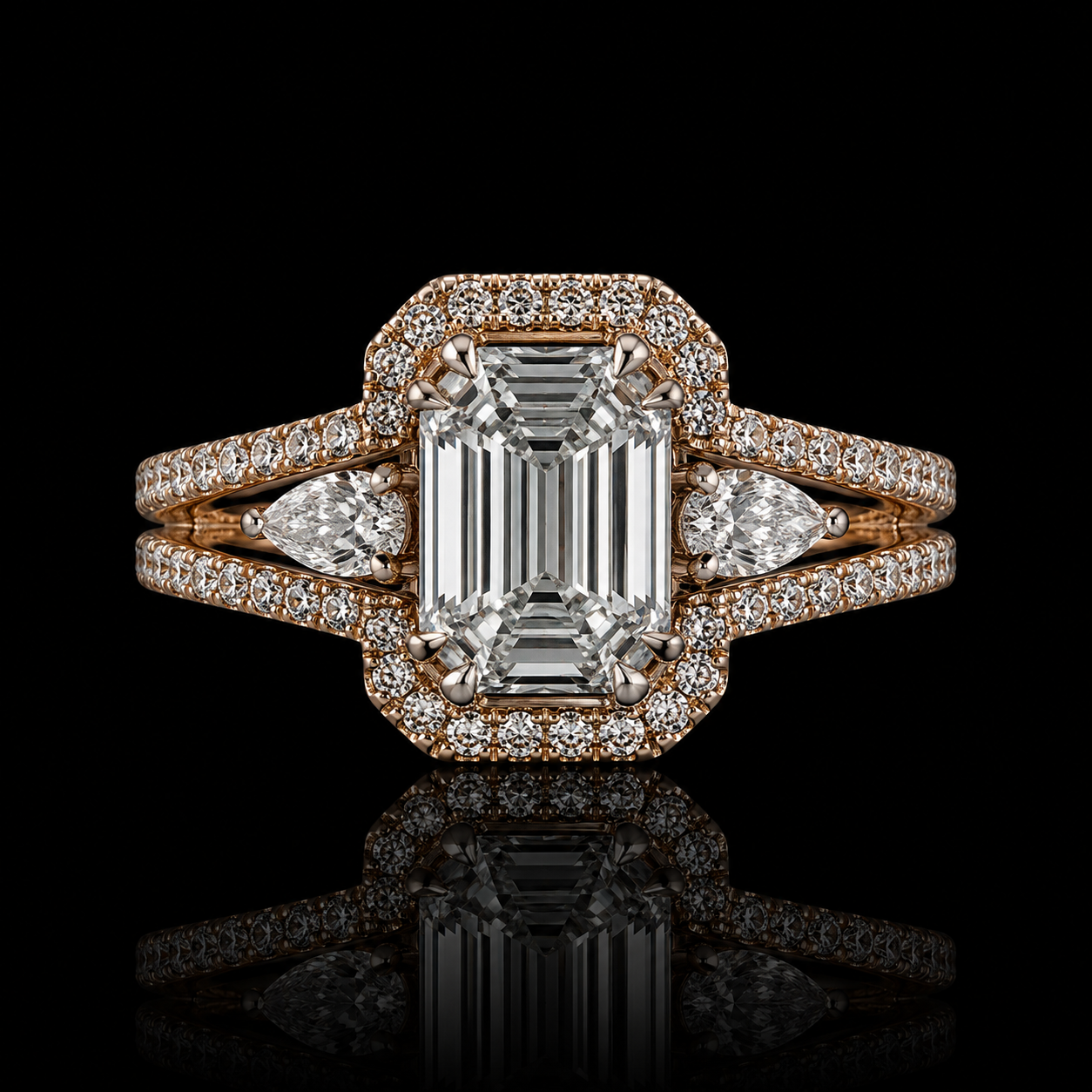 Diamant Illusionsring 2,36 ct mit Pear Diamonds – 18 kt Gold