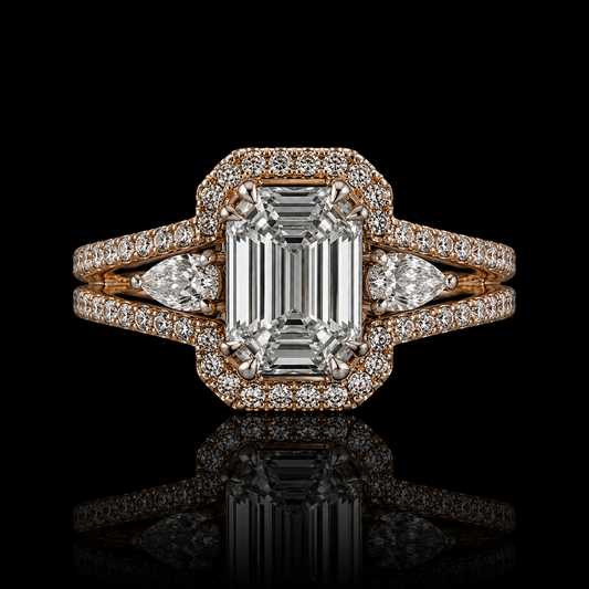 Diamant Illusionsring 2,36 ct mit Pear Diamonds – 18 kt Gold