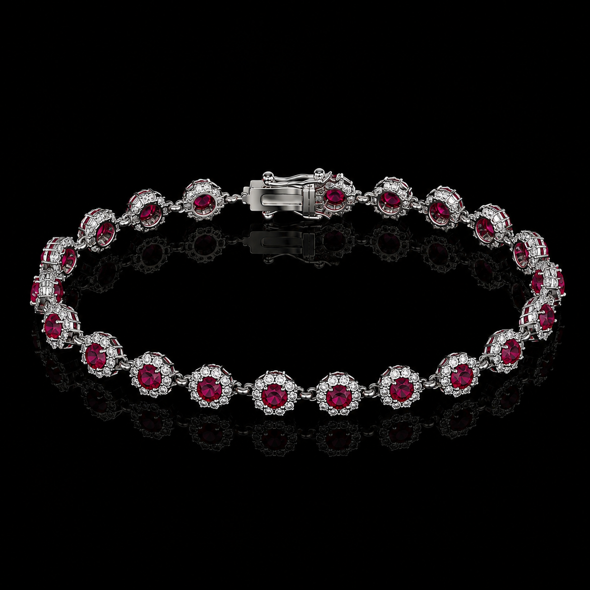 Rubin Halo Armband mit Diamanten