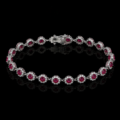 Rubin Halo Armband mit Diamanten