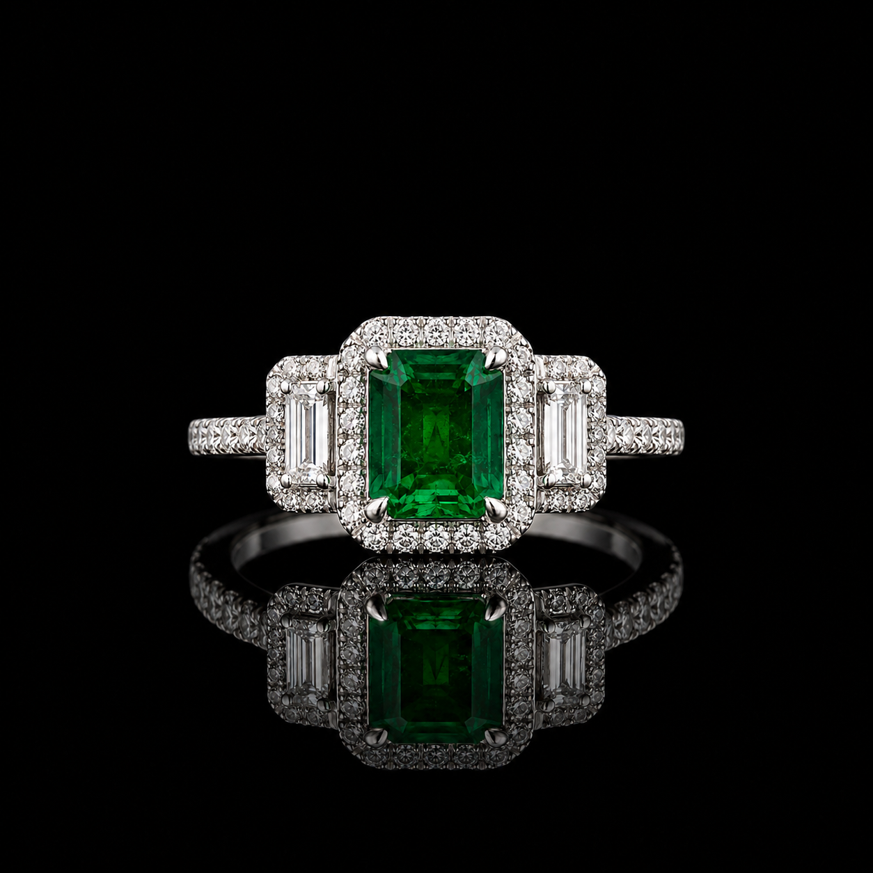 Smaragdring 1,55 ct mit 0,76 ct Diamanten