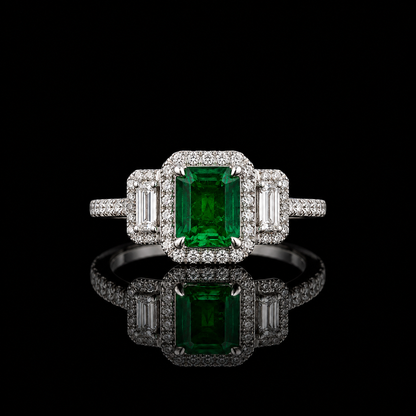 Smaragdring 1,55 ct mit 0,76 ct Diamanten