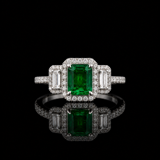 Smaragdring 1,55 ct mit 0,76 ct Diamanten