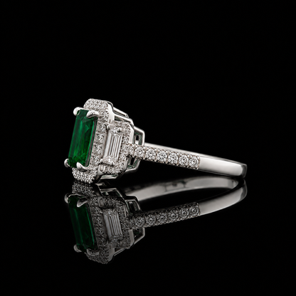 Smaragdring 1,55 ct mit 0,76 ct Diamanten