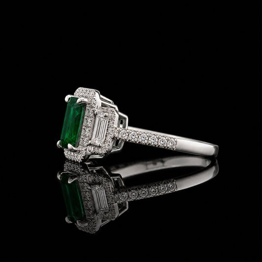 Smaragdring 1,55 ct mit 0,76 ct Diamanten