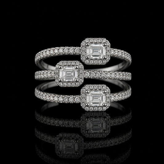 Dreifach-Diamantring 2,00 ct – 18 kt Weißgold