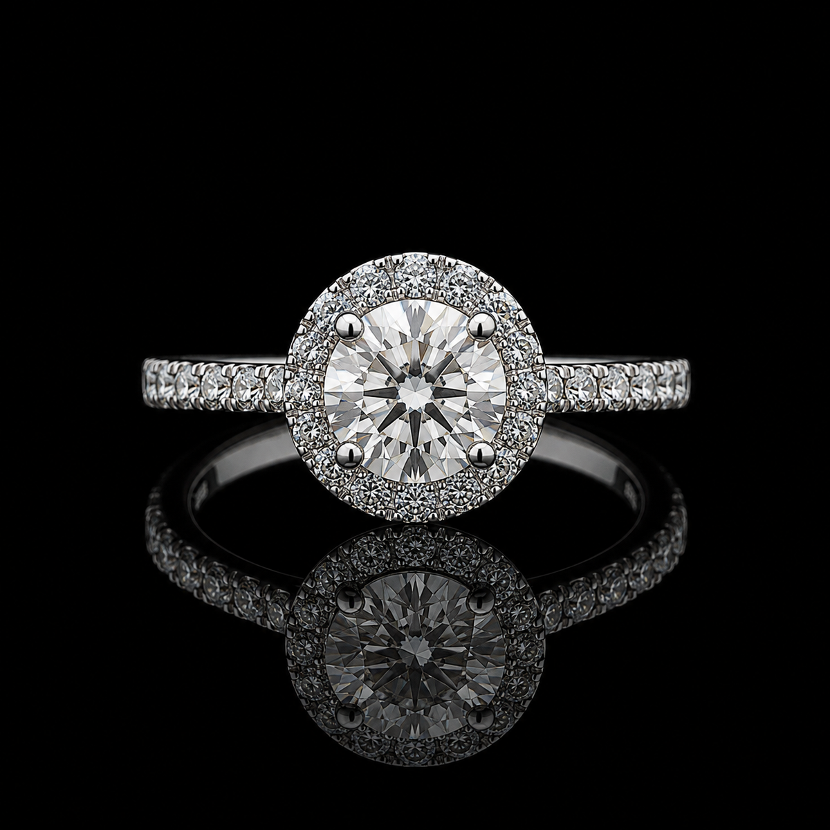 Diamant Halo-Ring 1,52 ct I/VS2 – 18 kt Weißgold