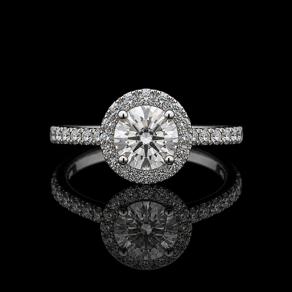 Diamant Halo-Ring 1,52 ct I/VS2 – 18 kt Weißgold