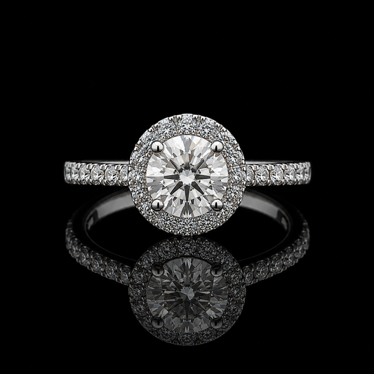Diamant Halo-Ring 1,52 ct I/VS2 – 18 kt Weißgold