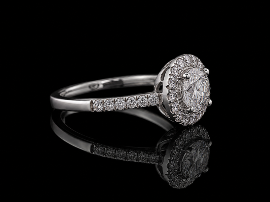 Diamant Halo-Ring 1,52 ct I/VS2 – 18 kt Weißgold