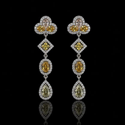 Fancy Color Diamond Ohrringe mit weißen Diamanten – 18 kt Weißgold