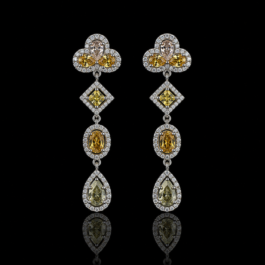 Fancy Color Diamond Ohrringe mit weißen Diamanten – 18 kt Weißgold