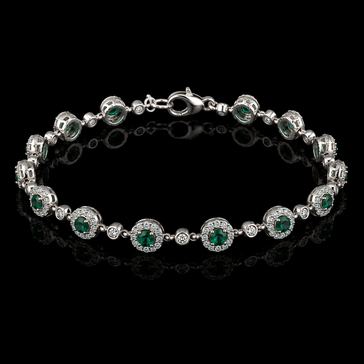 Smaragd & Diamant Tennisarmband – 2,50 ct – 14 kt Weißgold