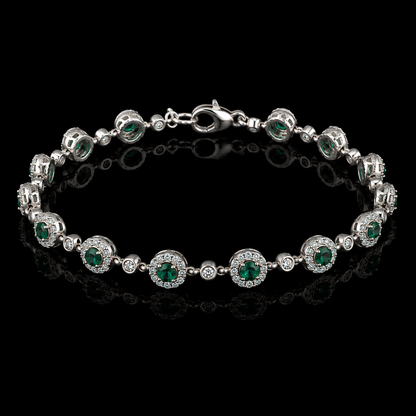 Smaragd & Diamant Tennisarmband – 2,50 ct – 14 kt Weißgold