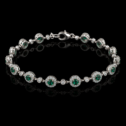 Smaragd & Diamant Tennisarmband – 2,50 ct – 14 kt Weißgold