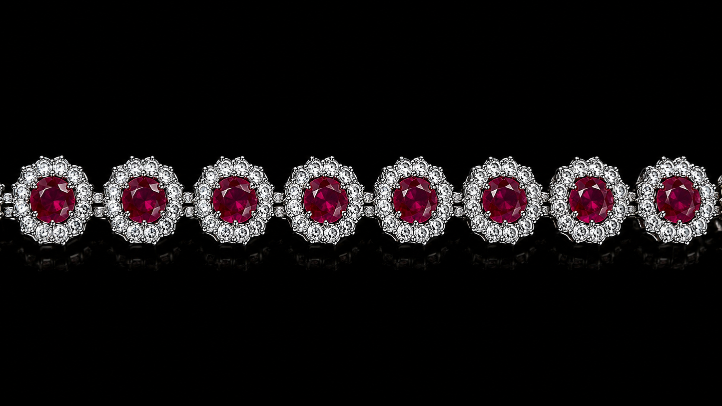 Rubin Halo Armband mit Diamanten