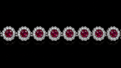Rubin Halo Armband mit Diamanten