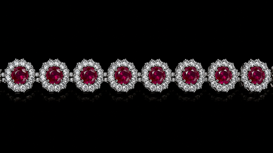 Rubin Halo Armband mit Diamanten